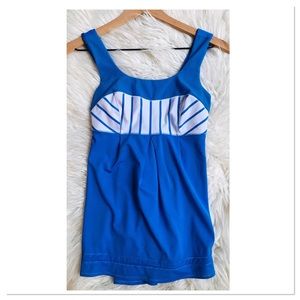 Lululemon Athletica Elevate Athletic Tank Top Deauville Stripe Blue Size 2